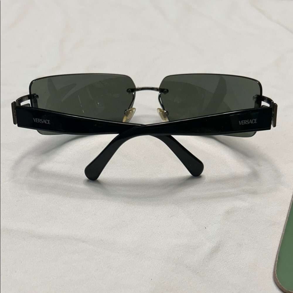 Versace Black Sunglasses with Silver Accents - Picture 5 of 7
